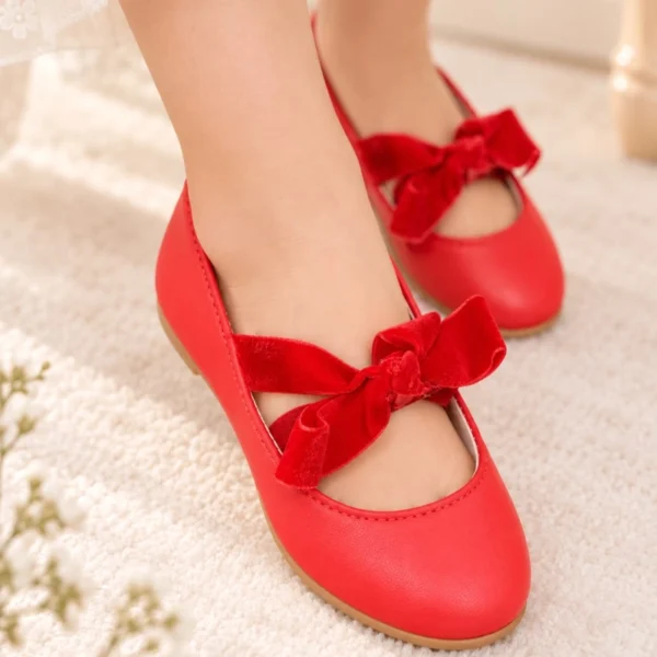 Girls’ Bow Ballet Flats Red 2
