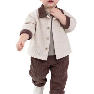 Brown and beige velvet children's set. - Image 1
